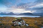 Ben Damph Forest and Upper Loch Torridon at dusk, Wester Ross, Highlands, Scotland, United Kingdom, Europe