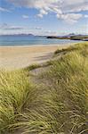 Sand dunes and dune grasses of Mellon Udrigle beach, Wester Ross, north west Scotland, United Kingdom, Europe