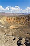 Looking down into Ubehebe crater, a Maar volcano, caused by groundwater contacting hot magma or lava, Death Valley National Park, California, United States of America, North America