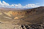 Looking down into Ubehebe crater, a Maar volcano, caused by groundwater contacting hot magma or lava, Death Valley National Park, California, United States of America, North America