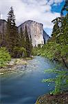 El Capitan, a 3000 feet granite monolith, with the Merced River flowing through Yosemite Valley, Yosemite National Park, UNESCO World Heritage Site, Sierra Nevada, California, United States of America, North America