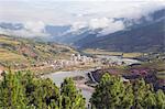 View overlooking valley, Punakha, Bhutan, Asia