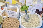 Dried beans and peas, Market of Sant'Ambrogio, Florence (Firenze), Tuscany, Italy, Europe