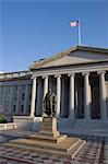 The U.S. Treasury Building with flag flying, Washington D.C., United States of America, North America