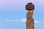 Moai statue Ahu Ko Te Riku, the only topknotted and eyeballed Moai on the Island, Rapa Nui (Easter Island), UNESCO World Heritage Site, Chile, South America