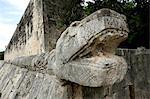 Massive stone carving of snake head, Chichen Itza, UNESCO World Heritage Site, Yucatan, Mexico, North America