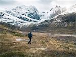 Man hiking in mountains