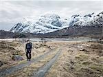 Man hiking in mountains