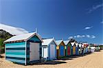 The colourful Brighton Bathing Boxes located on Middle Brighton Beach, Brighton, Melbourne, Victoria, Australia.