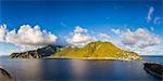 Dominica, St. Mark Parish, Scott's Head. An elevated view of the West Coast of Dominica showing the villages of Scott's Head and Soufriere.