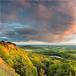 United Kingdom, England, North Yorkshire, Sutton Bank. The classic view of Lake Gormire from Whitestone Cliffs in Spring.