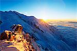 Europe, France, Haute Savoie, Rhone Alps, Chamonix, Mont Blanc (4810m), sunset