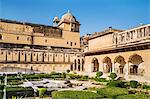 India, Rajasthan, Jaipur, Amer.  The Mughal Gardens at Amber Fort.