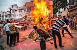 India, Rajasthan, Jaipur.  Holika bonfires mark the start of celebrations for the annual Hindu religious festival of Holi.