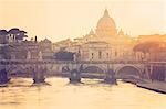 Rome, Lazio, Italy. St Angel bridge at sunset.