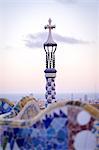 Barcelona, Park Guell, Spain. details of the modernism park designed by Antonio Gaudi