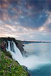 Turkey, Mediterranean Region, Turquoise Coast, Pamphylia, Antalya, Duden Kiyi Selalesi Waterfall falling directly into the sea