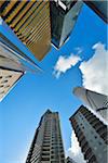 View between Skyscraper to sky, 400 George Street and Santos Place at top, Infinity Tower at lower right, Brisbane, Queensland, Australia