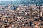 Aerial view from Giotto belltower of Duomo and Basilica of Santa Croce, Florence, UNESCO World Heritage Site, Tuscany, Italy, Europe