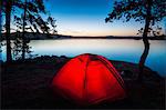 Red tent at dusk