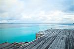 Pier and calm ocean, The Maldives, Indian Ocean, Asia