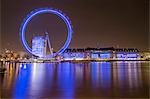 London Eye illuminated at night, London, England, United Kingdom, Europe