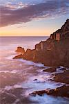 The Crowns Cornish tin mine engine houses on the cliffs of Botallack, UNESCO World Heritage Site, Cornwall, England, United Kingdom, Europe