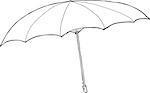 Single hand drawn cartoon outline open umbrella