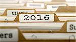 2016 Concept. Word on Folder Register of Card Index. Selective Focus.