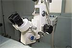 Closeup of a hi-tech microscope examination equipment in hospital operating room