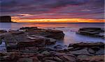 The first colours of sunrise from Avalion rockshelf on the northern beaches of Sydney, Australia