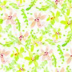 Seamless pattern with watercolor flowers. Simple flowers on a white background.