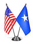 USA and Somalia - Miniature Flags Isolated on White Background.