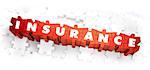 Insurance - Text on Red Puzzles with White Background. 3D Render.