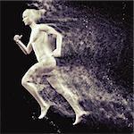 3D render of a male figure running with special effect depicting speed
