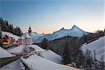 Maria Gern Church in Bavaria with Watzmann, Berchtesgaden, Germany Alps