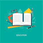 Flat design modern vector illustration concept of education, tutorials, learning with book - eps10