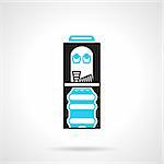 Black and blue flat color design vector icon for black water cooler with two cups and water bottle on white background.