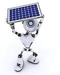 3D render of a Robot with a solar panel