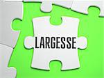 Largesse - Jigsaw Puzzle with Missing Pieces. Bright Green Background. Close-up. 3d Illustration.