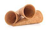 Wafer cones on white background.