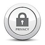 privacy lock icon, silver button. eps 10.