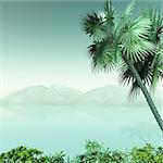 3D render of a palm tree landscape