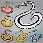 cartoon snake bodies connected together vector illustration