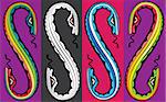 cartoon snake bodies connected together vector illustration