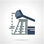 Flat color design vector icon for blue pump jack for oil extraction. Petroleum industry, research and processing. Design element for business and website.