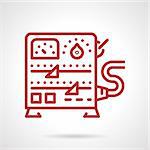 Flat red line design vector icon for power supply. Necessary equipment for tattoo machines. Design element for business and website.