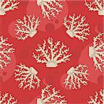 Vector seamless pattern with coral.  Colorful background for your design