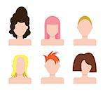 Vector people faces Icons set.  Hairstyle. Templates for hairdresser