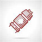 Red line vector icon for tattoo supplies. Metallic grip for tattoo machine. Design element for business and website.